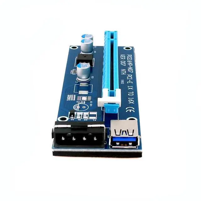 Alt view image 3 of 6 - PCI-E PCIE PCI Express 1X To 16X With 4pin Extension Riser Card With USB3.0 Adapter Cable 60cm For GPU Miner Riser