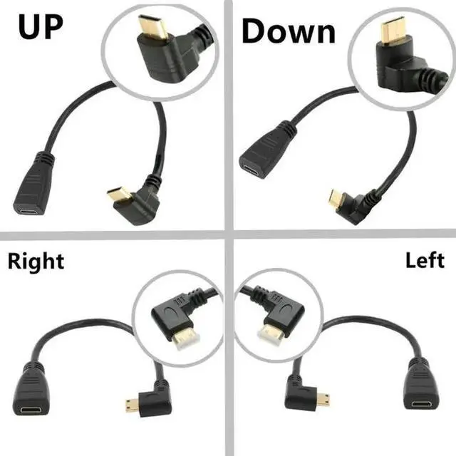 Main image of 90 Degree Mini HDMI-compatible  Male to  Female Converter Adapter HDMI-compatible  1.4 Extension AV Cable