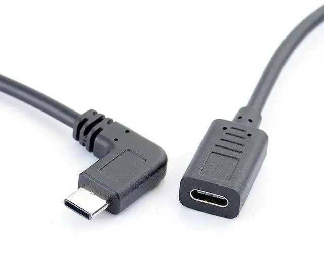 Alt view image 3 of 3 - 0.3 Meters Type-C USB 3.1 Male to USB-C Female 90 degree Extension Data Cable Extender Cord Reversible Design