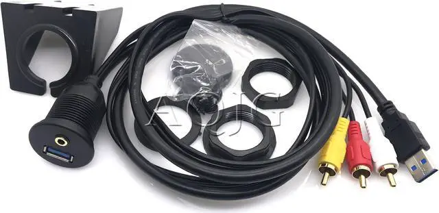 Alt view image 3 of 6 - 1m Car Dashboard Flush Mount Panel USB 3.0 3.5mm AUX RCA Extension Flush Mount Male to Female Cable Car Styling Dashboard