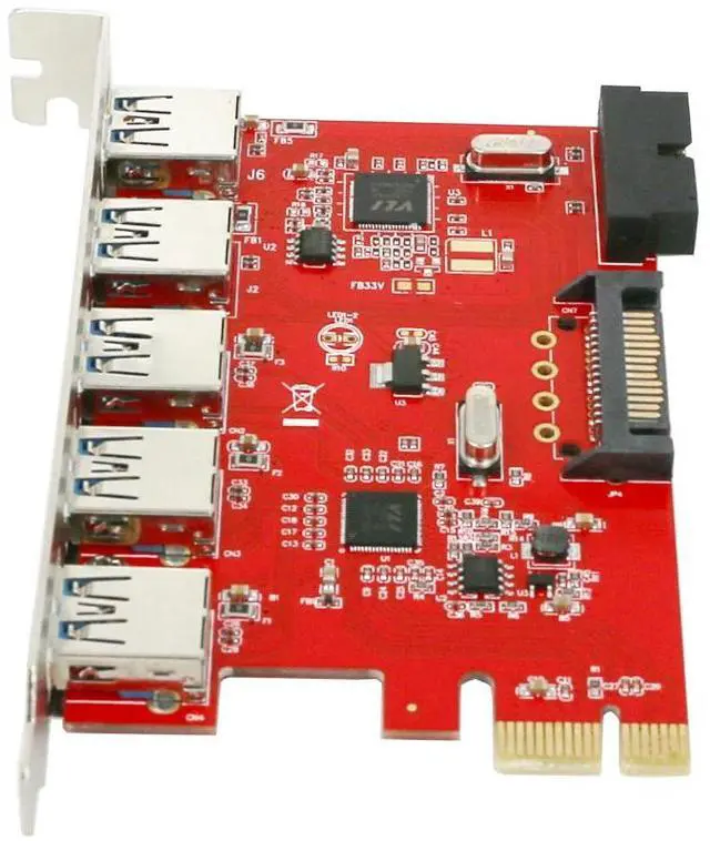 Alt view image 2 of 6 - PCIE To  5 Ports USB3.0 PCI Experss Expansion Card With  19/20PIN SATA  Interface for Windows XP/7/8/8.1/10