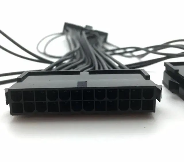 Alt view image 4 of 5 - 24Pin 20+4pin Dual PSU ATX Power Supply Adaptor Cable Connector for Mining 30cm