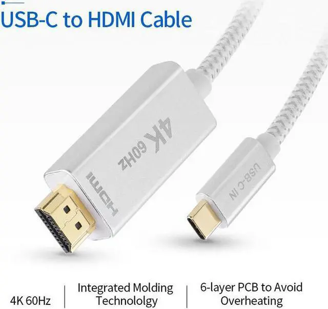 Main image of 4K 60Hz USB-C USB 3.1 Type C to HDMI-compatible  Cable adapter with aluminum shell