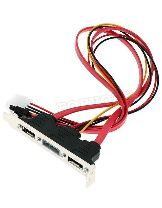Alt view image 5 of 6 - Dual SATA to 2 Ports eSATA + 4 Pin IDE Power PCI Bracket Slot Cable