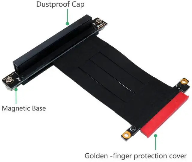 Alt view image 3 of 6 - PCIE Riser PCI Express PCI E 8X to 16X Riser Card Ribbon Extender Extension 17cm Cable PCI-Express Gen3 8Gbps with Magnetic Base