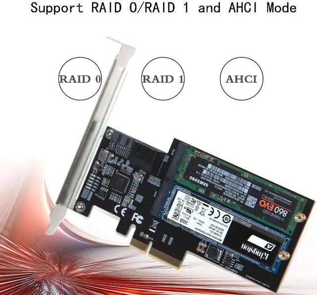 Alt view image 4 of 6 - SATA Raid Controller SATA Raid M.2 PCI Express Raid Card 2Port SATA3.0 6Gbps + 2Port M2 NGFF SSD B Key Support RAID0 RAID1 AHCI