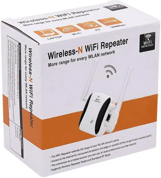 Alt view image 2 of 6 - WiFi Signal Amplifier Wireless Repeater 300M WiFi Repeater WiFi Range Extender with Dual Antennas for Home Office