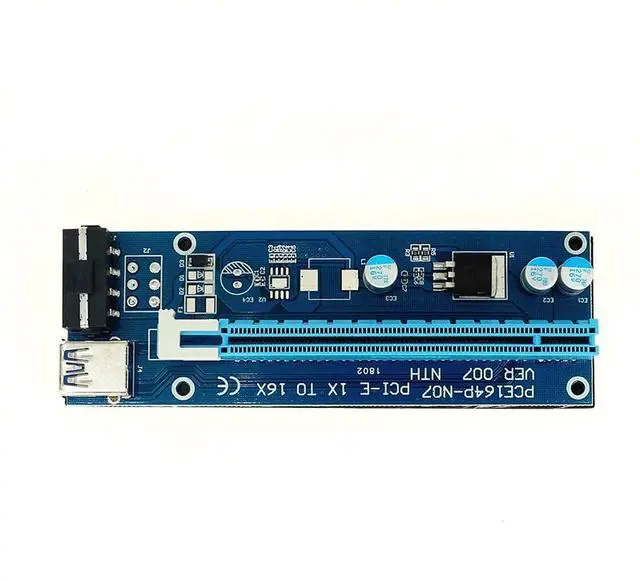 Alt view image 4 of 6 - PCI-E PCIE PCI Express 1X To 16X With 4pin Extension Riser Card With USB3.0 Adapter Cable 60cm For GPU Miner Riser