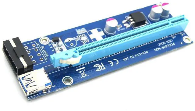 Alt view image 2 of 3 - PCI-E 1X To 16X Pcie Extension Cable USB3.0 Mining Adapter Card Graphics Extension Riser Converter Cable4pin Interface X1 To X16