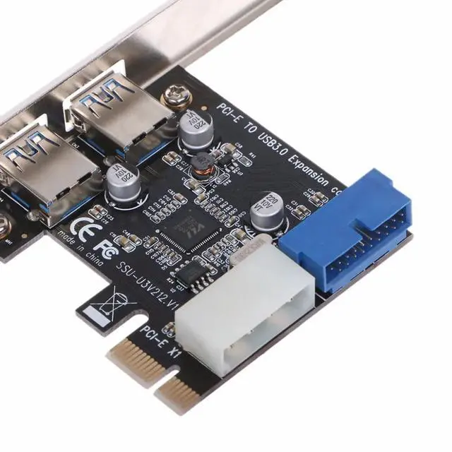Alt view image 4 of 6 - 2 Ports PCI Express USB 3.0 Front Panel with Control Card Adapter 4-Pin & 20 Pin Brand