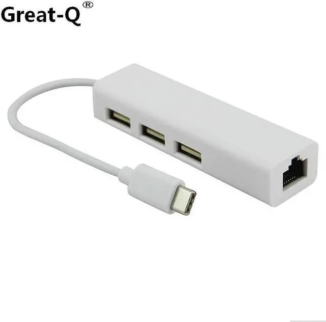 Main image of USB 3.1 Type C USB-C Multiple 3 Port Hub rj45  Ethernet Network LAN Adapter adaptador Cable For Macbook & Chromebook