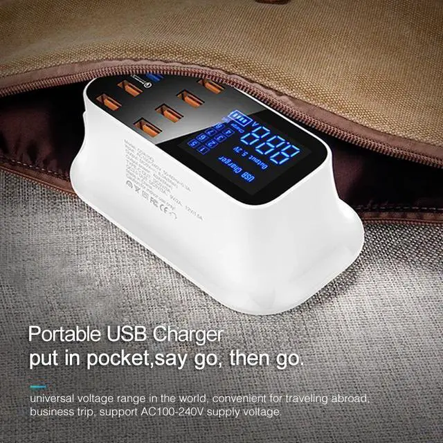 Alt view image 6 of 6 - 5V 2.4A 8 Port multi USB Charger LCD Digital Display Fast Quick Charge dock Charging Station Adapter For iPhone Tablet EU UK