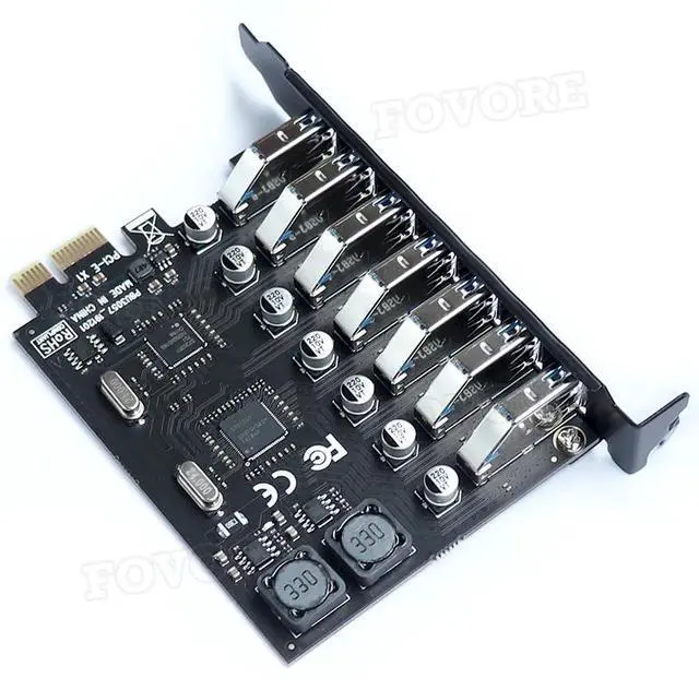Alt view image 3 of 6 - USB PCIe adapter 7 port  USB 3 Hub PCI e adapter PCI express USB3 controller USB3.0 PCI-e expansion board card for Desktop