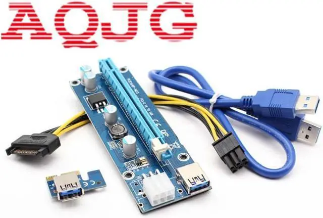 Alt view image 3 of 6 - PCI-E PCI Express Extender Riser Card 1x to 16x PCIE Mining Card USB 3.0 Data Cable 8Pin Power Supply for BTC Miner Machine SATA