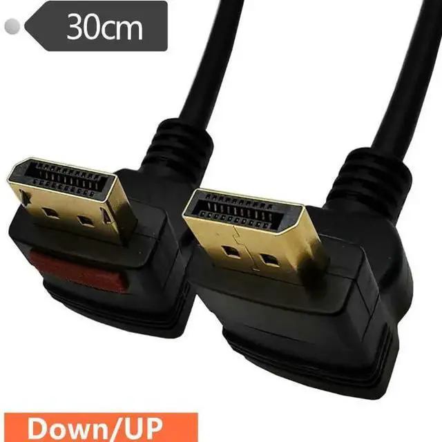 Alt view image 3 of 5 - Angled DisplayPort Male to DP Display Port Male  with Connector clasp control button  Cable