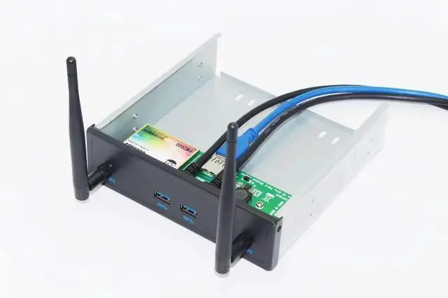 Alt view image 5 of 6 - Wireless Network Card Front Antenna USB PCI-E 1x to 2 Port USB 3.0 Card 5.25" Floppy Bay Front Panel USB 3 Hub Wireless Adapter