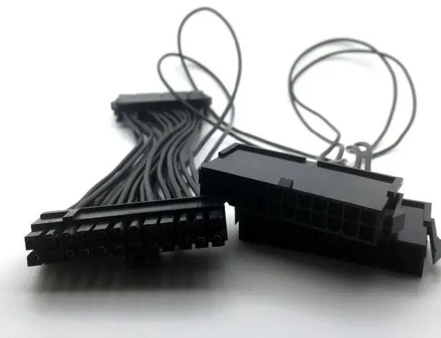 Alt view image 3 of 5 - 24Pin 20+4pin Dual PSU ATX Power Supply Adaptor Cable Connector for Mining 30cm