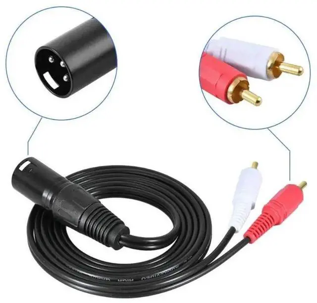 Alt view image 3 of 6 - Audio RCA Cable 2RCA Male to XLR 3 Pin Male Female Cannon Amplifier Mixing Plug AV Cable  XLR to Dual RCA Cable 1.5M
