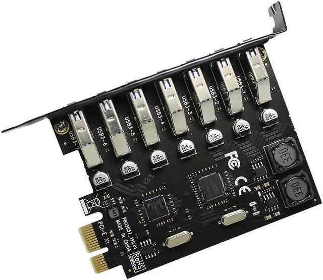 Alt view image 5 of 6 - 7 port USB 3.0 PCI-E Expansion Card PCI express PCIe USB 3.0 hub adapter 7-port USB3.0 controller USB 3 0 PCI e PCIe express x1