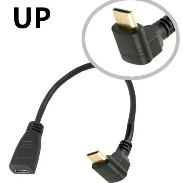 Alt view image 3 of 5 - 90 Degree Mini HDMI-compatible  Male to  Female Converter Adapter HDMI-compatible  1.4 Extension AV Cable