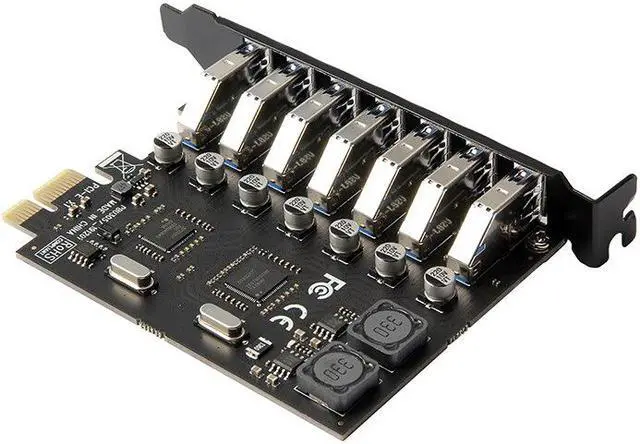 Alt view image 6 of 6 - 7 port USB 3.0 PCI-E Expansion Card PCI express PCIe USB 3.0 hub adapter 7-port USB3.0 controller USB 3 0 PCI e PCIe express x1