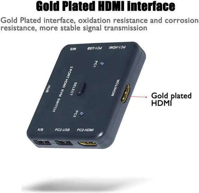 Alt view image 5 of 6 - 4K x 2K 3D HDMI-compatible KVM USB 2.0 Keyboard Mouse Printer Monitor Host HDTV PC MonitorSharing Switcher Box USB Splitter