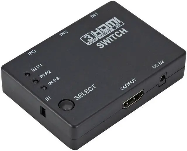 Alt view image 5 of 6 - GRWIBEOU HDMI Switcher 3 In 1 Out 3 Ports Hub Box Auto Switch 1080p HD 1.4 With Remote for HDTV XBOX360 DVD Projector