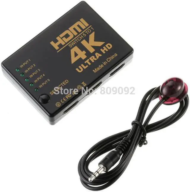 Main image of 4K 3D 1080p HD 1.4 HDMI Splitter 5 Port Hub Box Auto Switch 5 In 1 Out Switcher With Remote Control for PS3/4