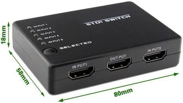 Alt view image 3 of 5 - 5 in 1 Out Splitter 5 Port 1080P HDMI-compatible Switch Switcher Selector with IR Remote Hot Sale KVW Switches