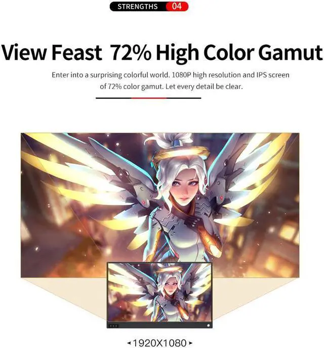 Alt view image 2 of 7 - 15.6" IPS 1920x1080 Full HD Portable Monitor 1080p HDR with Speaker, TYPE C, HDMI, Micro USB Ports, Leather Case for PS4, Xbox One, Switch, Phone, Car Video, Industrial and Medical Display etc.