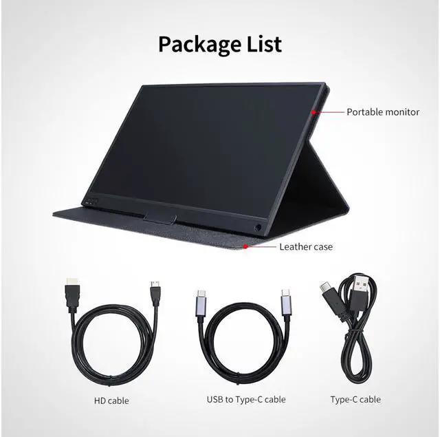 Alt view image 6 of 7 - 15.6" IPS 1920x1080 Full HD Portable Monitor 1080p HDR with Speaker, TYPE C, HDMI, Micro USB Ports, Leather Case for PS4, Xbox One, Switch, Phone, Car Video, Industrial and Medical Display etc.