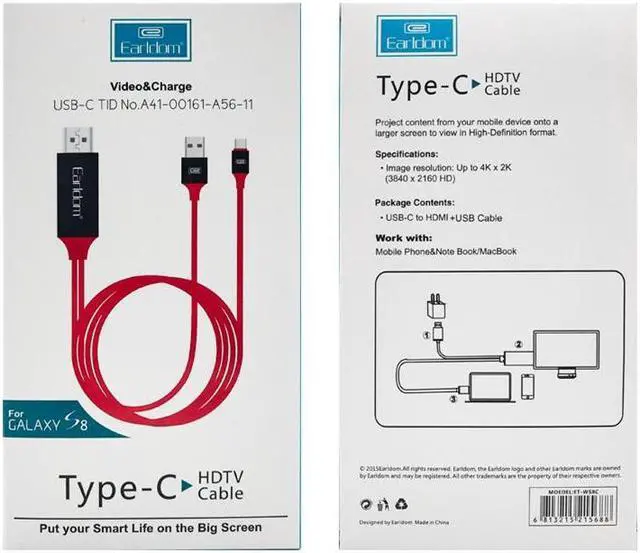 Alt view image 7 of 7 - USB3.1 Type-C to HDMI 4k 2k HDTV Cable Adapter(6.6FT) Plug and Play for MacBook/ Samsung Galaxy Note 8/S8/S9