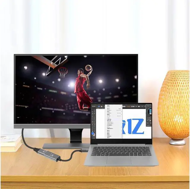 Alt view image 4 of 7 - CableDeconn USB C to DisplayPort 1.4 8K Cable 8K@60Hz 4K@144Hz Male to Female 25CM Converter Thunderbolt 3 to DisplayPort Adapter Compatible with New MacBook Pro 2019 2020 DELL XPS