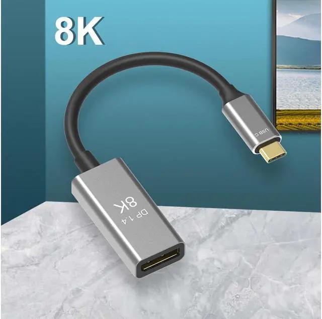 Alt view image 7 of 7 - CableDeconn USB C to DisplayPort 1.4 8K Cable 8K@60Hz 4K@144Hz Male to Female 25CM Converter Thunderbolt 3 to DisplayPort Adapter Compatible with New MacBook Pro 2019 2020 DELL XPS