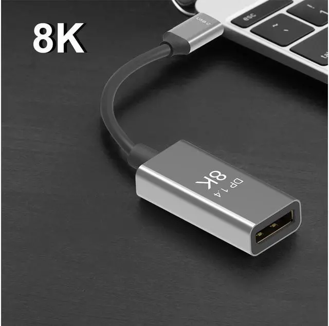 Alt view image 2 of 7 - CableDeconn USB C to DisplayPort 1.4 8K Cable 8K@60Hz 4K@144Hz Male to Female 25CM Converter Thunderbolt 3 to DisplayPort Adapter Compatible with New MacBook Pro 2019 2020 DELL XPS