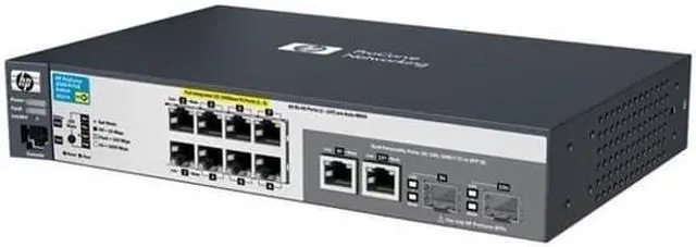 Alt view image 2 of 2 - HPE ProCurve 2520-8-PoE Ethernet Switch J9137A w/ AC Power Adapter