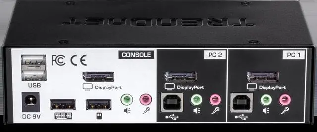 Alt view image 3 of 9 - TRENDnet 2-Port DisplayPort KVM Switch, DisplayPort 1.2 KVM, Connect And Control Two Computers, Supports 4K UHD Resolution, 3840 x 2160 at 60Hz, 2-Port USB 2.0 Hub, , Black, TK-241DP