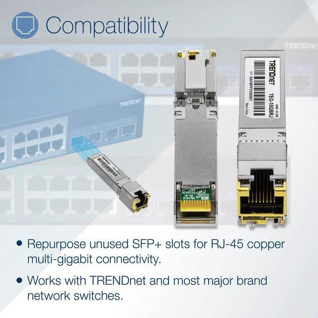 Alt view image 4 of 8 - TRENDnet TEG-10GBRJ, 10G RJ-45 Copper SFP+ Module