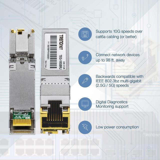 Alt view image 6 of 8 - TRENDnet TEG-10GBRJ, 10G RJ-45 Copper SFP+ Module