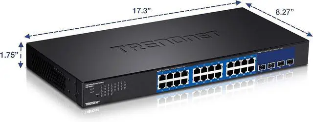 Alt view image 17 of 20 - TRENDnet 28-Port Web Smart Switch, 24 x Gigabit Ports, 4 x 10G SFP+ Slots, High Speed Network Uplinks, 128 Gbps Switching Capacity, Network Ethernet Switch, 1U Rack Mountable, Black, TEG-30284
