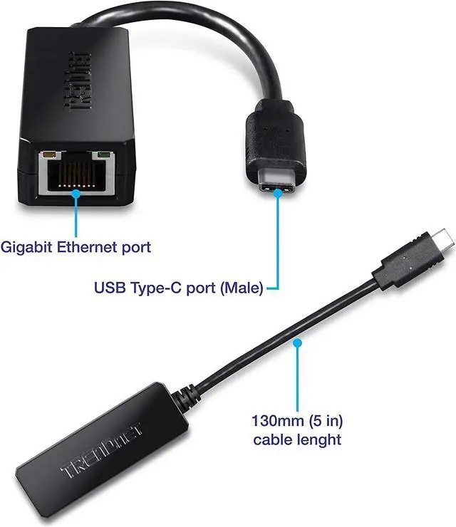 Alt view image 2 of 6 - TRENDnet USB Type-C to Gigabit Ethernet LAN Wired Network Adapter for Windows & Mac, Compatible with Windows 10, and Mac OS 10.15 - 10.6, Energy Saving, 5 inch length, TUC-ETG