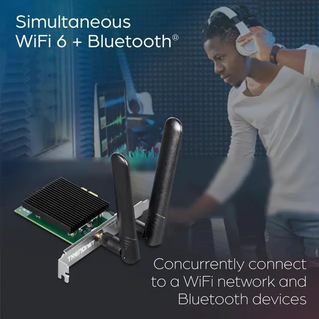Alt view image 3 of 15 - TRENDnet TEW-907ECH, AX3000 Wireless Dual Band & Bluetooth® 5.2 (Class 2)
PCIe Adapter