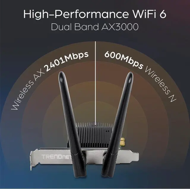 Alt view image 4 of 15 - TRENDnet TEW-907ECH, AX3000 Wireless Dual Band & Bluetooth® 5.2 (Class 2)
PCIe Adapter