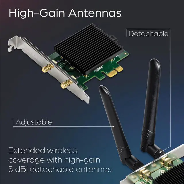Alt view image 5 of 15 - TRENDnet TEW-907ECH, AX3000 Wireless Dual Band & Bluetooth® 5.2 (Class 2)
PCIe Adapter