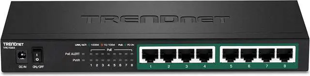 Alt view image 4 of 7 - 8-Port Gigabit PoE+ Switch 65W PoE Power Budget 16Gbps Switching Capacity IEEE 802.1p QoS DSCP Pass-Through Support Fanless Wall Mountable Lifetime Protection Black TPE-TG83
