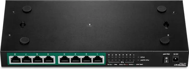 Alt view image 4 of 6 - TRENDnet 8-Port Gigabit PoE+ Switch, 65W PoE Power Budget, 16Gbps Switching Capacity, IEEE 802.1p QoS, DSCP Pass-Through Support, Fanless, Wall Mountable, Lifetime Protection, Black, TPE-TG83