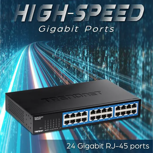 Alt view image 5 of 16 - TRENDnet 24-Port Gigabit Desktop Switch, TEG-S25D, 24  x Gigabit RJ-45 Ports, 48Gbps Switching Capacity,  Fanless Design, Metal Enclosure, Internal Power Supply,  Lifetime Protection, Black