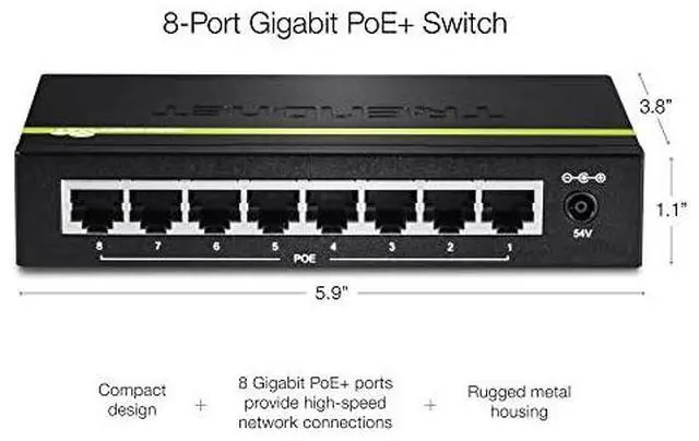 Alt view image 4 of 7 - TRENDnet TPE-TG80g 8-port Gigabit GREENnet PoE+ Switch