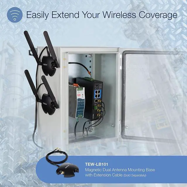 Alt view image 2 of 7 - TRENDnet  TI-W100  Industrial AC1200 Wireless Dual Band Gigabit Router