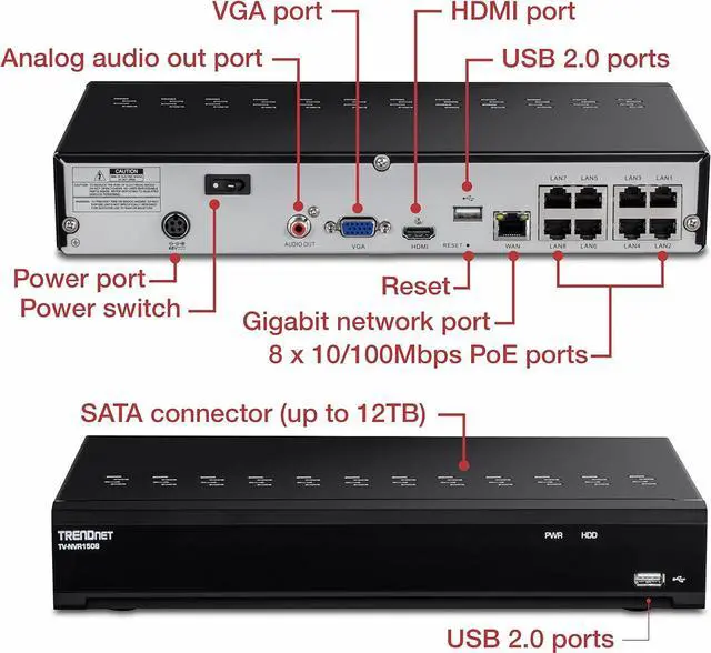Alt view image 11 of 20 - TRENDnet TV-NVR1508 8-Channel H.265 4K (8MP) PoE NVR